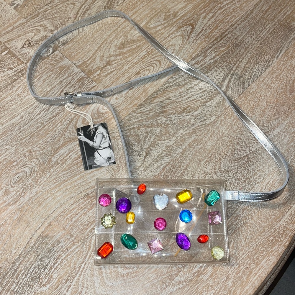 Mersea clear, rhinestone bejeweled handbag, perfect for a concert NWT